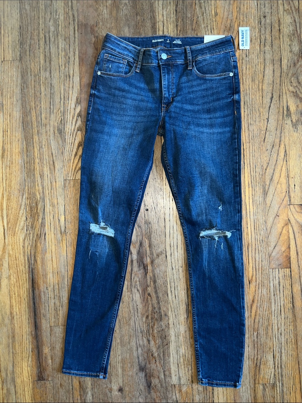 Old Navy Dark Blue Skinny Jeans with Knee Distress